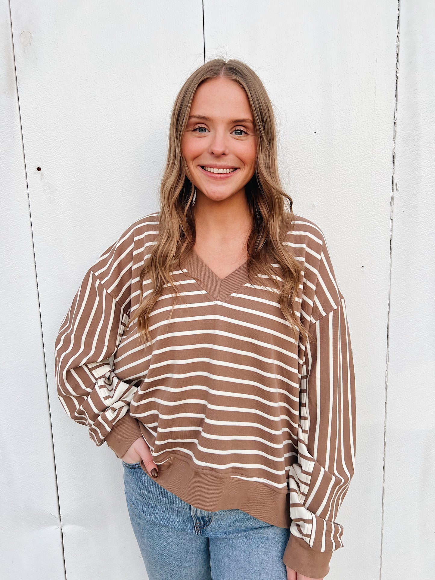 Mocha Striped Sweatshirt